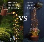 SHUKAN 220 LED Solar Firefly Bunch Lights, 8 Flashing Modes, Fairy Copper Wire Waterproof String Light, Decorative Vine Solar Watering Can Light, Outdoor Garden Christmas Decor Lights (Warm White)