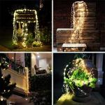 SHUKAN 220 LED Solar Firefly Bunch Lights, 8 Flashing Modes, Fairy Copper Wire Waterproof String Light, Decorative Vine Solar Watering Can Light, Outdoor Garden Christmas Decor Lights (Warm White)