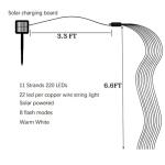 SHUKAN 220 LED Solar Firefly Bunch Lights, 8 Flashing Modes, Fairy Copper Wire Waterproof String Light, Decorative Vine Solar Watering Can Light, Outdoor Garden Christmas Decor Lights (Warm White)