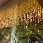 LOFTOLMEA LED Ceiling Icicle Lights, 16.4FT 216 LEDs 8 Modes Twinkle Christmas Hanging Fairy String Curtain Lights for Parties Mall Patio Yard Indoor Outdoor Decoration Warm White, 5M