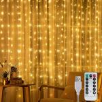 Tuanse 195 LED Curtain Tapestry Lights Backdrop String Lights, 6.5 x 5 Feet Hanging Fairy Curtain Light with 8 Lighting Modes and Remote for Bedroom Window Wall Indoor Outdoor Graduation Decor 1 Pack