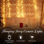 Tuanse 195 LED Curtain Tapestry Lights Backdrop String Lights, 6.5 x 5 Feet Hanging Fairy Curtain Light with 8 Lighting Modes and Remote for Bedroom Window Wall Indoor Outdoor Graduation Decor 1 Pack