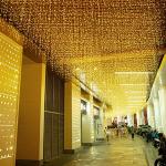 LOFTOLMEA LED Ceiling Icicle Lights, 16.4FT 216 LEDs 8 Modes Twinkle Christmas Hanging Fairy String Curtain Lights for Parties Mall Patio Yard Indoor Outdoor Decoration Warm White, 5M