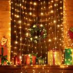 Tuanse 195 LED Curtain Tapestry Lights Backdrop String Lights, 6.5 x 5 Feet Hanging Fairy Curtain Light with 8 Lighting Modes and Remote for Bedroom Window Wall Indoor Outdoor Graduation Decor 1 Pack