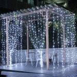 Lighting EVER 594 LED Curtain Lights Cool White, Hanging Fairy String Lights for Bedroom Wall, Indoor Outdoor Backdrop Lights for Wedding, Party, Patio Gazebo (20x10ft, 27 Strings, 9" Apart)