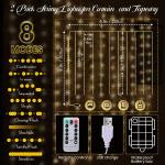 Tuanse 195 LED Curtain Tapestry Lights Backdrop String Lights, 6.5 x 5 Feet Hanging Fairy Curtain Light with 8 Lighting Modes and Remote for Bedroom Window Wall Indoor Outdoor Graduation Decor 1 Pack
