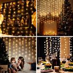 Tuanse 195 LED Curtain Tapestry Lights Backdrop String Lights, 6.5 x 5 Feet Hanging Fairy Curtain Light with 8 Lighting Modes and Remote for Bedroom Window Wall Indoor Outdoor Graduation Decor 1 Pack