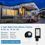 32.8ft 400 LED Icicle String Lights, 8 Modes Waterproof Icicle Christmas Lights Outdoor with Memory Function, Curtain Fairy Lights Hanging Decor for Home, Party, Christmas & Halloween (Cool White)