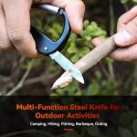 KINGSUSLAY Multitool Carabiner with Pocket Knife, Stocking Stuffers Gifts for Men,Bottle Opener,Nail file,Small Scissors,EDC Carabiners Keychain,Survival Gear for Camping Hiking（Black)