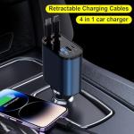 69W Fast Charging USB C Car Charger, 4-in-1 Retractable Phone Charger for iPhone 17, Travel Essentials, Gifts for Women Men, Car Accessories for Women Men, for iPhone 17 16 15 14 13, Galaxy, Pixel
