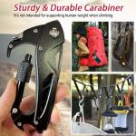 JUXWONE Carabiner with Knife, Multitool Carabiner Pocket Knife, Folding Sharp Knives, Sturdy Handy Tool, Belt Cutter, Bottle Opener, Window Breaker, Screwdriver, for Safety in Car, Camping, Hiking