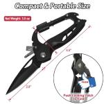 JUXWONE Carabiner with Knife, Multitool Carabiner Pocket Knife, Folding Sharp Knives, Sturdy Handy Tool, Belt Cutter, Bottle Opener, Window Breaker, Screwdriver, for Safety in Car, Camping, Hiking