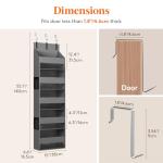 Lifewit 1 Pack Over the Door Organizer, 5 Shelf Clear Window Hanging Storage with 4 Mesh Side Pockets, Anti Tilt 40 lbs Load Behind Door for Pantry, Nursery, Bathroom, Bedroom, Kitchen, Dorm, Grey
