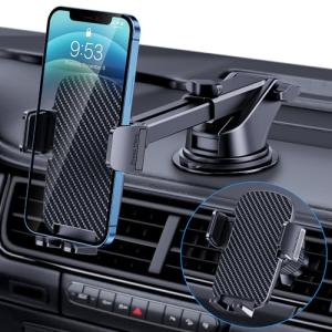 TICILFO Car Phone Holder [Military-Grade Suction] Phone Stand for Car [Super Stable] Automobile Car Mount for iPhone Universal Accessories Air Vent Dashboard Windshield Mount Fit Vehicle Accessories