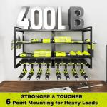 KAFAHOM Power Tool Organizer-8 Drill Holder Wall Mount,4 Layer Heavy Duty Metal Power Tool Storage Rack,Garage Tool Organizer and Storage with Screwdriver Holder/Plier Holder/Hammer Holder