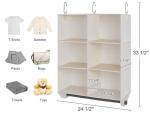 StorageWorks Hanging Closet Organizer with Metal Rod, 6-Section Closet Organizers and Storage, Collapsible Hanging Shelves for Baby Clothes, Shoes, Sweater Storage, Ivory and White