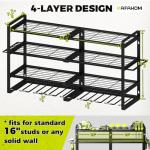 KAFAHOM Power Tool Organizer-8 Drill Holder Wall Mount,4 Layer Heavy Duty Metal Power Tool Storage Rack,Garage Tool Organizer and Storage with Screwdriver Holder/Plier Holder/Hammer Holder
