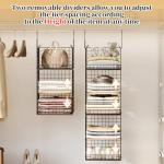 Yuyetuyo 5 Tier Closet Hanging Organizer and Storage Separable Hanging Closet Shelves with 4 Hooks 2 Adjustable Dividers, Wire Storage Basket Bins for Clothing Sweaters Socks Dolls Handbags, Foldable