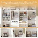 Yuyetuyo 5 Tier Closet Hanging Organizer and Storage Separable Hanging Closet Shelves with 4 Hooks 2 Adjustable Dividers, Wire Storage Basket Bins for Clothing Sweaters Socks Dolls Handbags, Foldable