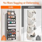 Lifewit 1 Pack Over the Door Organizer, 5 Shelf Clear Window Hanging Storage with 4 Mesh Side Pockets, Anti Tilt 40 lbs Load Behind Door for Pantry, Nursery, Bathroom, Bedroom, Kitchen, Dorm, Grey