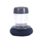 Mini Auto-Dispensing Dish Brush: Multi-Functional Short Handle Kitchen PET Bristle Cleaner with Soap Dispenser for Pots, Pans & Dishes (Gray)