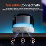 Portable Speaker Bluetooth with Loud Stereo Sound, Mini Wireless Speaker with 7 RGB Lights, TF-Card USB, TWS Pairing, 4H Playtime, IP7 Waterproof Speakers for Travel Party Home Outdoor Gift, White