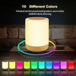 Aoliontoy Bedside Lamp, Touch Control Night Light with 1-3 Hour Timer, RGB Colors Changing and 5 Levels Adjustable Brightness, Rechargeable Light for Camping, Bedroom, Christmas, Kids Nursery.
