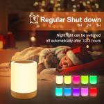 Aoliontoy Bedside Lamp, Touch Control Night Light with 1-3 Hour Timer, RGB Colors Changing and 5 Levels Adjustable Brightness, Rechargeable Light for Camping, Bedroom, Christmas, Kids Nursery.