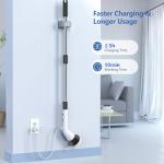 Electric Spin Scrubber, Cleaning Brush with 8 Brush Heads, IPX7 Waterproof LED Display, Adjustable Extension Handle Shower Scrubber for Bathroom Floor Tub Tile (Black)