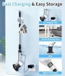 Electric Spin Scrubber with 3 Speed, Adjustable Extension Handle, 8 Brush Heads,Cordless Power Cleaning Brush for Bathroom, Tile, Kitchen-Black