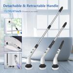 Electric Spin Scrubber, Cleaning Brush with 8 Brush Heads, IPX7 Waterproof LED Display, Adjustable Extension Handle Shower Scrubber for Bathroom Floor Tub Tile (Black)