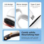 Mini Straightener,Portable Fast Heating Hair Straightener Comb with Mirror,Wireless 2-in-1 Hairs Dressing Combs for Home Travel Gift,Straight Hair Comb with 3 Adjustable Temperatures (Pink)