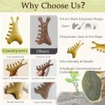 4 in 1 Gua Sha Massage Tool – Green Sandalwood Lymphatic Drainage Massager for Face & Scalp, Guasha Tool for Face, Scalp Massage Comb, Head Massager, Wood Therapy Gift Set