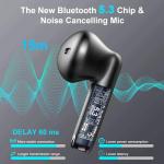 Jxrev Wireless Earbuds, Bluetooth 5.4 Headphones HI-FI Stereo, Ear Buds with 4 ENC Noise Cancelling Mic, 32H Playtime Wireless Earphones Type-C Fast Charging, IP7 Waterproof, Touch Control, Tiny Size