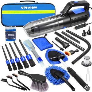 vioview 25PCS Car Cleaning Kit, Car Detailing Kit Interior with High Power Handheld Vacuum Cleaner, Windshield Cleaner, Cleaning Gel, Professional Auto Accessories for Men, Women