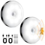 AXHHTVCGY Motion Sensor Night Light Rechargeable, Magnetic Puck Lights, 3 Modes & Dimmable, Motion Sensor Stair Lights Indoor for Bedroom Bathroom Kitchen Hallway Cruise (White Light)