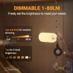 Lyridz Rechargeable Night Light with Motion Sensor, 1500mAh Battery Operated Nightlights, Stick-on LED Closet Light, 1-80LM Dimmable Brightness for Bathroom, Kitchen, Stairs, Hallway, 3 Packs