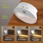 AURAXY Rechargeable Battery Night Light, Motion Sensor Night Light, LED Warm White Magnetic Stick-on Motion Sensored Hallway Light, with Dusk to Dawn Sensor for Stairs, Wall, Closet, Cabinet (3 Pack)