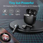 Jxrev Wireless Earbuds, Bluetooth 5.4 Headphones HI-FI Stereo, Ear Buds with 4 ENC Noise Cancelling Mic, 32H Playtime Wireless Earphones Type-C Fast Charging, IP7 Waterproof, Touch Control, Tiny Size