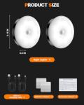 AXHHTVCGY Motion Sensor Night Light Rechargeable, Magnetic Puck Lights, 3 Modes & Dimmable, Motion Sensor Stair Lights Indoor for Bedroom Bathroom Kitchen Hallway Cruise (White Light)