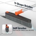 AIR U+ Grout Brush with Long Handle 180° Swivel Scrub Brush with Tweezers to Hair Clip V-Shape Grout Line Scrubber Stiff Bristles for Deep Cleaning Crevice, Tile Line, Shower, Kitchen, Corners