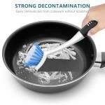 SetSail Dish Brush Set of 3 with Bottle Brush, Dish Scrub Brush with Long Handle Deep Cleaning Handle Brush with Scraper Tip for Kitchen Sink Dishes Bottle Cup Pot and Pans Tile Lines, Black Blue