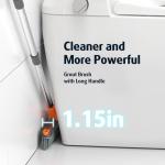 AIR U+ Grout Brush with Long Handle 180° Swivel Scrub Brush with Tweezers to Hair Clip V-Shape Grout Line Scrubber Stiff Bristles for Deep Cleaning Crevice, Tile Line, Shower, Kitchen, Corners