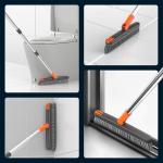 AIR U+ Grout Brush with Long Handle 180° Swivel Scrub Brush with Tweezers to Hair Clip V-Shape Grout Line Scrubber Stiff Bristles for Deep Cleaning Crevice, Tile Line, Shower, Kitchen, Corners