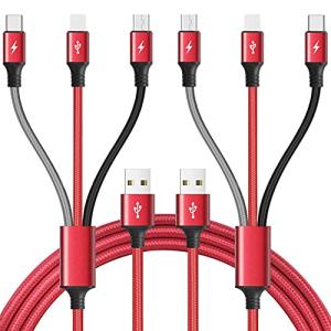 Multi Charging Cable, 10Ft 2Pack Multi Fast Charger Cable Braided Universal 3 in 1 Multi Charging Cord Long USB Cable Adapter IP/Type C/Micro USB Port for Cell Phones/iPhone/Tablets/Samsung/More