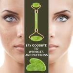 Disemot Jade Roller & Gua Sha Facial Tools, Natural Anti-Aging Jade Beauty Skin-Care Tool Face Roller to Rejuvenate Facial Skin Cooling, Slimming & Firming, Great as Stocking Stuffers