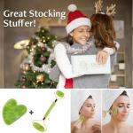 Disemot Jade Roller & Gua Sha Facial Tools, Natural Anti-Aging Jade Beauty Skin-Care Tool Face Roller to Rejuvenate Facial Skin Cooling, Slimming & Firming, Great as Stocking Stuffers