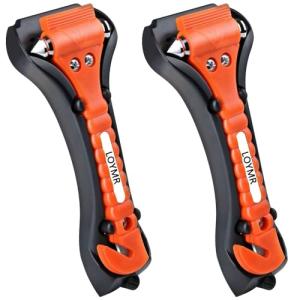 LOYMR 2 PCS Car Safety Hammer with Seat Belt Cutter and Glass Window Punch Breaker Emergency Rescue Disaster Escape Tool