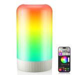 RGBICWW Smart Table Lamp, Touch Bedside Lamp with App Control, LED Desk Lamp with Music Sync, 30+ Scenes & 16M Colors, Color Changing Lamp for Bedroom Living Room Gaming Dimmable Night Light, Grey