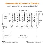 Blingstar Star Christmas Lights 138 LED 12 Star Curtain Lights 8 Flashing Mode Window String Lights 8.2ft Connectable Hanging Lights for Indoor Bedroom Ramadan Eid Wedding Backdrop Decor, Warm White